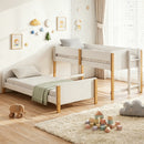 Twin Over Twin Bunk Bed with Convertible Design and Ladder
