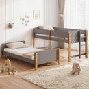 Twin Over Twin Bunk Bed with Convertible Design and Ladder