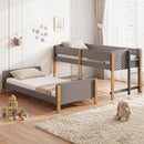 Twin Over Twin Bunk Bed with Convertible Design and Ladder