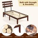 Full Size Bed Frame 15.5 Inch Solid Wood Platform Bed with Retro Headboard
