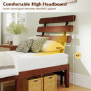 Full Size Bed Frame 15.5 Inch Solid Wood Platform Bed with Retro Headboard