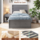 Twin Size Bed Frame with Storage Drawers and Headboard