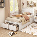 Twin Size Bed Frame with Storage Drawers and Headboard