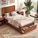 Twin Size Bed Frame with Storage Drawers and Headboard