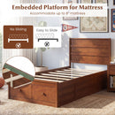 Twin Size Bed Frame with Storage Drawers and Headboard