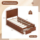 Twin Size Bed Frame with Storage Drawers and Headboard