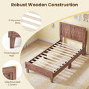 Twin Size Bed Frame Mid Century with Woven Accent Headboard