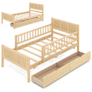 Full Size Bed Frame with Storage Drawers - Natural Pine