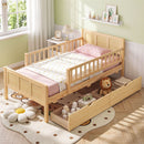 Full Size Bed Frame with Storage Drawers - Natural Pine