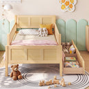 Full Size Bed Frame with Storage Drawers - Natural Pine
