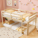 Twin Size Bunk Bed with High Guardrails and Integrated Ladder
