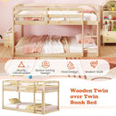 Twin Size Bunk Bed with High Guardrails and Integrated Ladder