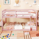 Twin Size Bunk Bed with High Guardrails and Integrated Ladder-Pink