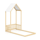 Twin Size House Bed with House Shape Roof and Semi-Fence