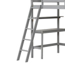 Twin Size Loft Bed with Desk and Bookshelves for Kids and Teens