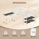 Twin Size Loft Bed with Rolling Desk and Bookshelf Platform Bed Frame