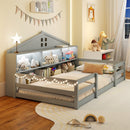 Twin Size Montessori Floor Bed with Storage Compartments and Shelf