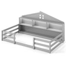 Twin Size Montessori Floor Bed with Storage Compartments and Shelf