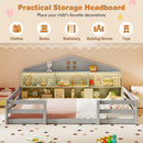 Twin Size Montessori Floor Bed with Storage Compartments and Shelf