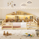 Twin Montessori Floor Bed with Storage and LED Lights