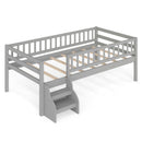 Twin Montessori Bed with Stairs and Guardrails