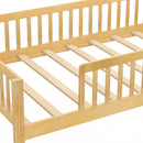 Twin Size Kids Montessori Bed with House-Shaped Headboard and Built-in Storage Shelf