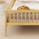 Twin Size Kids Montessori Bed with House-Shaped Headboard and Built-in Storage Shelf