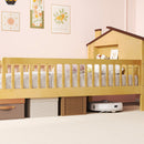 Twin Size Kids Montessori Bed with House-Shaped Headboard and Built-in Storage Shelf