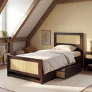 Twin Size Rattan Bed Frame with Storage Drawers