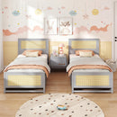 Twin Size Rattan Bed Frame with Storage Drawers