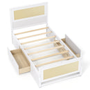 Twin Size Rattan Bed Frame with Storage Drawers