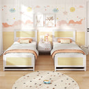 Twin Size Rattan Bed Frame with Storage Drawers