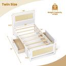 Twin Size Rattan Bed Frame with Storage Drawers