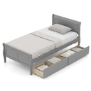Twin Size Sleigh Bed with 2 Storage Drawers Wood Platform Bed Frame