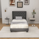 Twin/Full/Queen Size Upholstered Platform Bed with Button Tufted Headboard