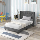Twin/Full/Queen Size Upholstered Platform Bed with Button Tufted Headboard