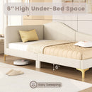 Full/Twin Size Upholstered Daybed with Metal Legs and Wood Slats