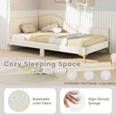 Full/Twin Size Upholstered Daybed with Metal Legs and Wood Slats