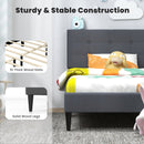 Twin Size Upholstered Platform Bed with Button Tufted Headboard-Gray