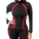 Two Piece Active Zip Up Hooded Jacket + Leggings Set in Fuchsia - One Size S/M