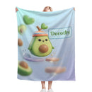 Personalized Kawaii Avocado Blanket | Custom Name | Cute Fruit Throw