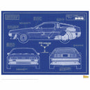 Back to the Future "DeLorean Blueprint" Limited Edition Commemorative Print with protective toploader