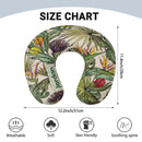 Personalized Tropical Botanical Travel Neck Pillow with Name | Memory Foam, Detachable Washable Cover | Custom Gift for Travelers