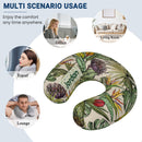 Personalized Tropical Botanical Travel Neck Pillow with Name | Memory Foam, Detachable Washable Cover | Custom Gift for Travelers