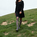 Ultimate '90s Princess Grunge Waffle Dress in Black with Lace Mesh Sleeve Detail | Y2K Mall Goth Long Sleeve Fall Winter Dress [SM-XL]