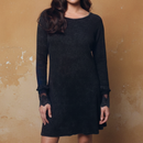 Ultimate '90s Princess Grunge Waffle Dress in Black with Lace Mesh Sleeve Detail | Y2K Mall Goth Long Sleeve Fall Winter Dress [SM-XL]