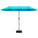13FT Double-sided Patio Twin Table Umbrella with Crank Handle-Tan