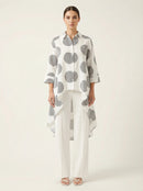 P Luca Milano Womens Geometric Print High-Low Button-Up Shirt, XL