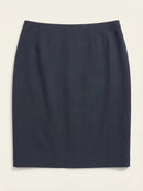 Le Suit Women's Shadow-Stripe Skirt Navy Size 10