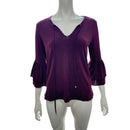 Eci Keyhole Bell-Sleeve Blouse, Size Medium